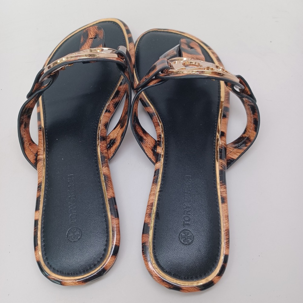 Tory Burch Sandal Patent Leopard Print Flats Womens US 7 or 7.5 - Picture 11 of 13